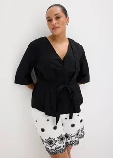 Blouse van katoen, Kleur: zwart