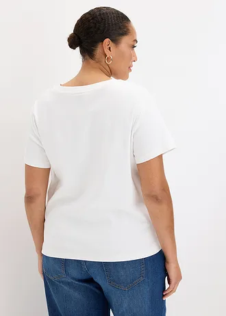 Shirt van puur katoen, Kleur: wit gebloemd