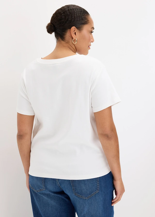 T-shirt 100% coton, Couleur: blanc floral