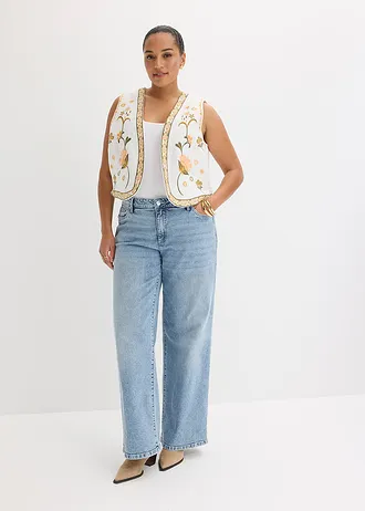 Gilet sans manches brodé, Couleur: écru floral