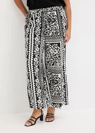 Belebújós nadrág puha viszkóz keverékből, szín: fekete/gyapjúfehér mintás