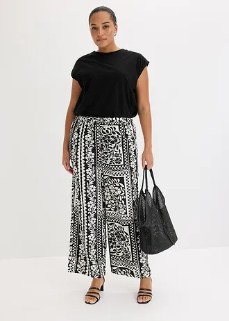 Belebújós nadrág puha viszkóz keverékből, szín: fekete/gyapjúfehér mintás