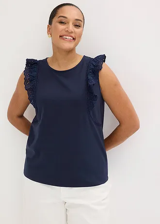 Top z bavlněné směsi, barva: tmavě modrá