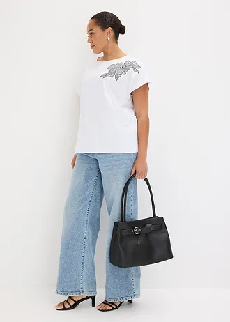 Oversize triko z čisté bavlny, barva: bílo-černá