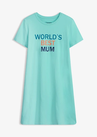 Chemise de nuit courte 100% coton • vert pacifique imprimé • Boutique bonprix