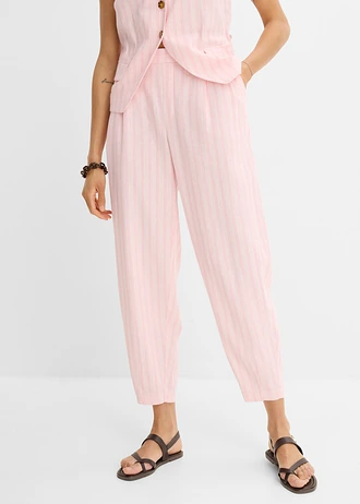 Broek van luchtige linnenmix • lichtroze-roze gestreept • bonprix online shop