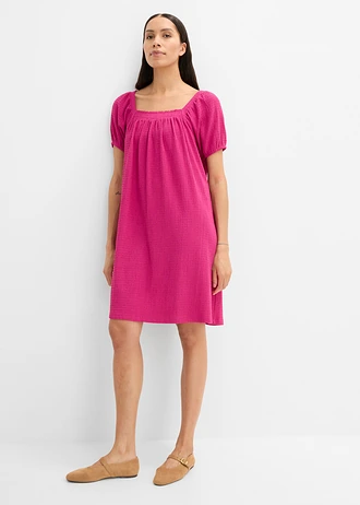Jersey jurk van gestructureerde crêpe • fuchsiapink • bonprix online shop