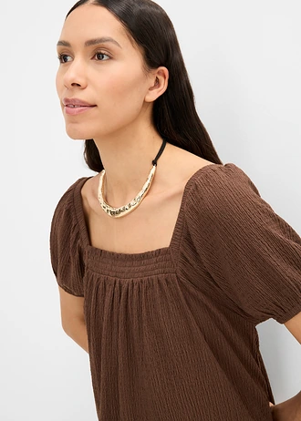 Jersey jurk van gestructureerde crêpe • bruin • bonprix online shop