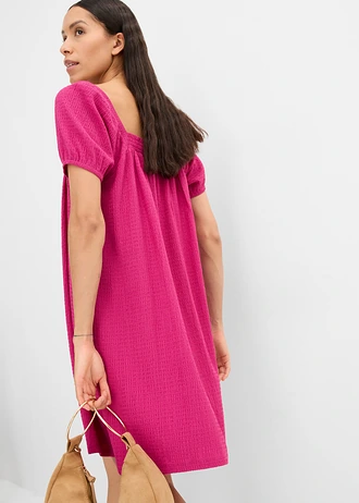 Jersey jurk van gestructureerde crêpe • fuchsiapink • bonprix online shop