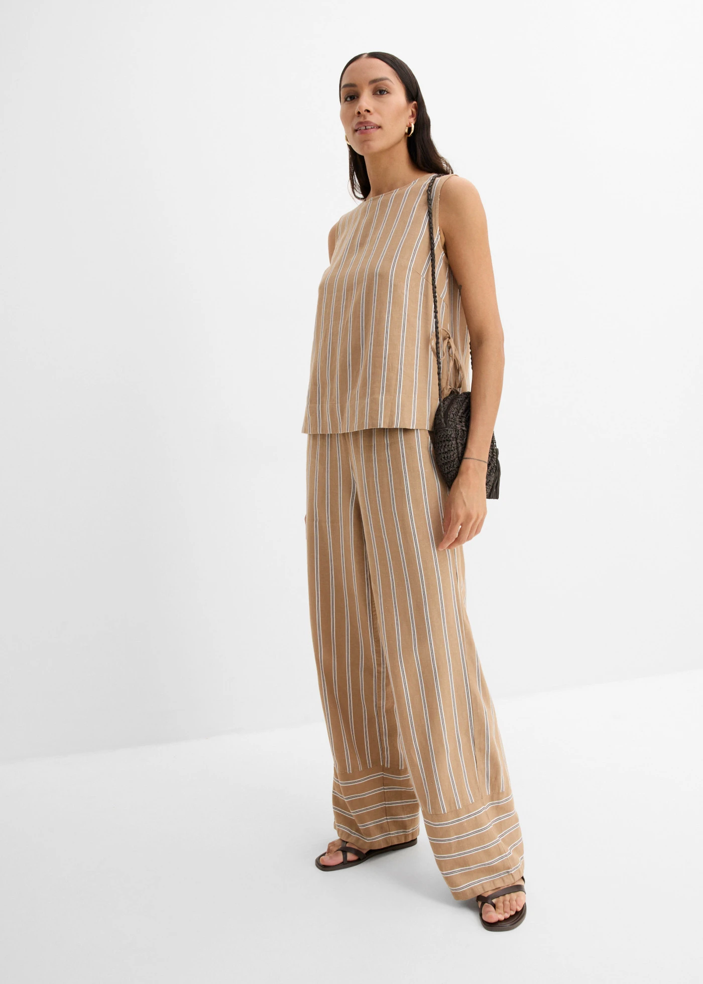 Top cu dungi • bej-camel mat-maro cu dungi verticale • magazin bonprix
