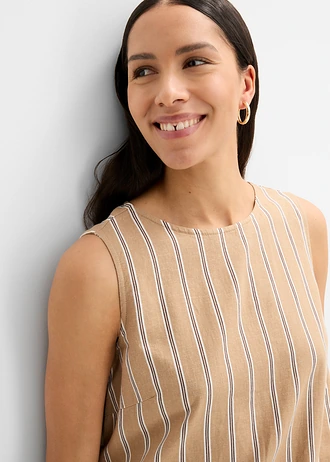 Top rayé • camel mat-marron rayé verticalement • Boutique bonprix