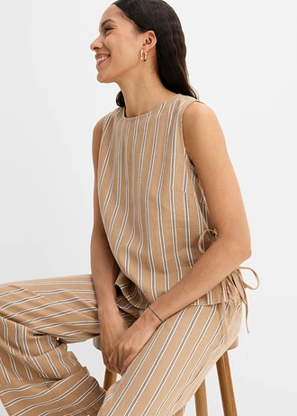 Blouse, gestreept • mat camel-bruin verticaal gestreept • bonprix online shop
