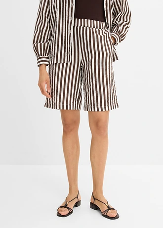 Mousseline short van puur katoen, Kleur: bruin-wolwit