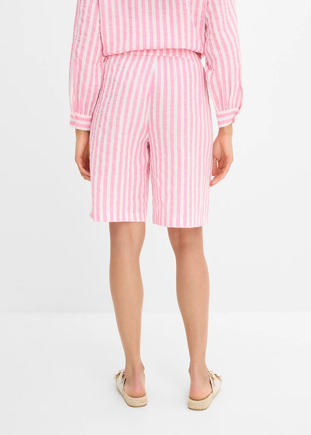 Mousseline short van puur katoen, Kleur: roze-wolwit