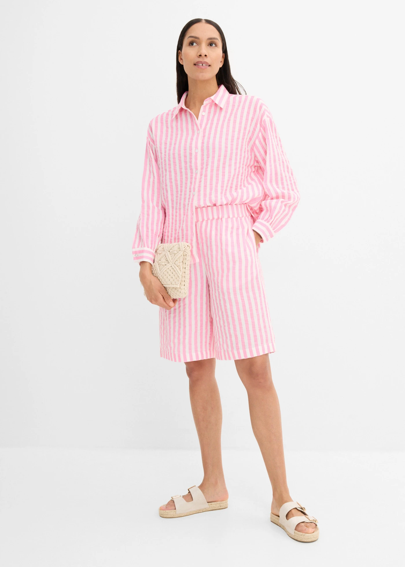 Short en gaze 100% coton • rose/écru • Boutique bonprix