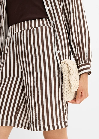Pantaloni scurți din muselină din bumbac 100% • maro/ecru • magazin bonprix
