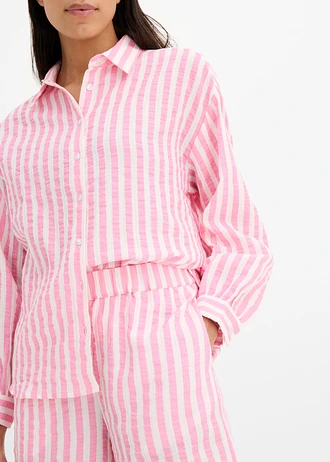 Pantaloni scurți din muselină din bumbac 100% • roz/ecru • magazin bonprix