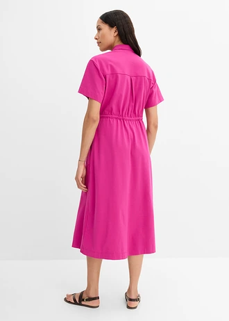 Žerzejové šaty z bavlny se strečem, barva: fuchsiově pink