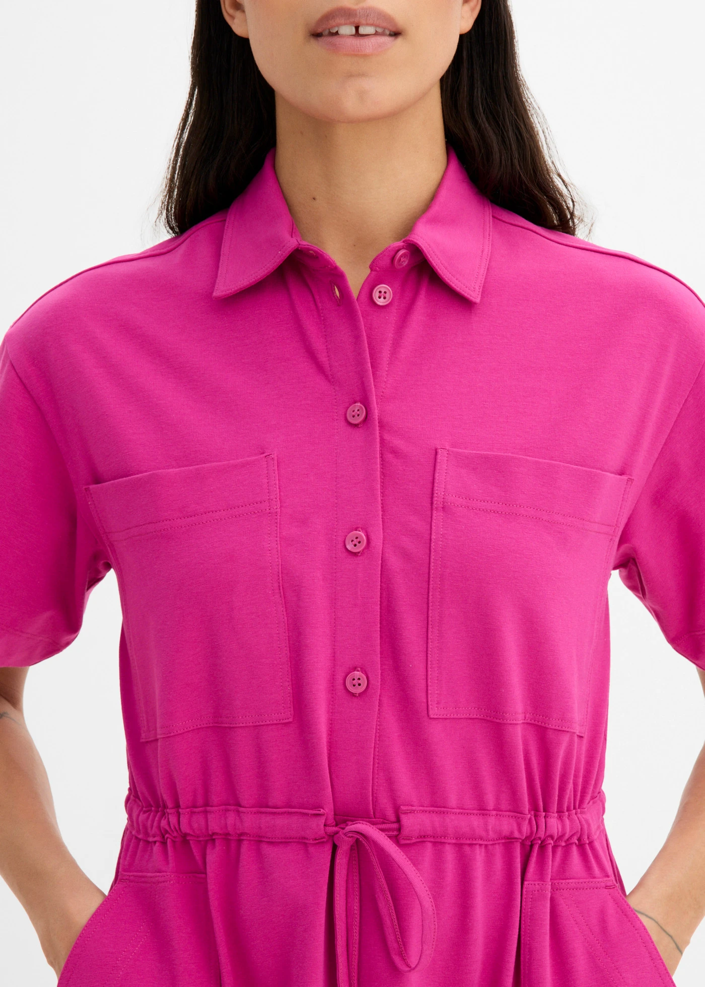 Rochie de jerse din material elastic cu bumbac • pink-fucsia • magazin bonprix