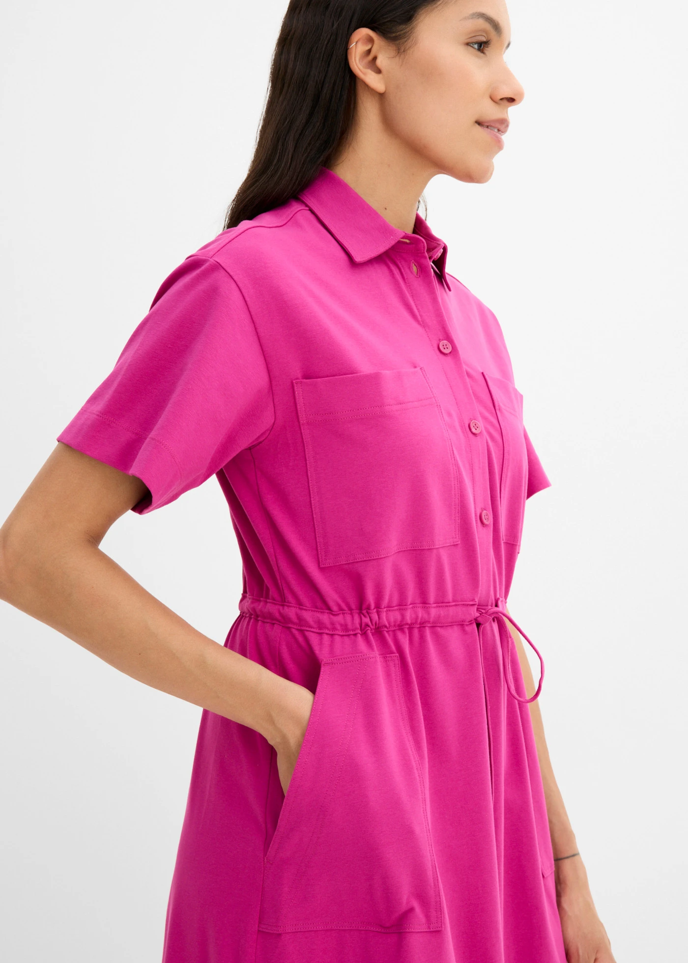 Žerzejové šaty z bavlny se strečem • fuchsiově pink • bonprix obchod