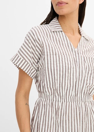Wikkeljurk van puur katoen • bruin-wolwit gestreept • bonprix online shop