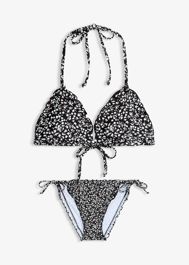 Bikini triangle à volants (ens. 2 pces) • blanc floral • Boutique bonprix