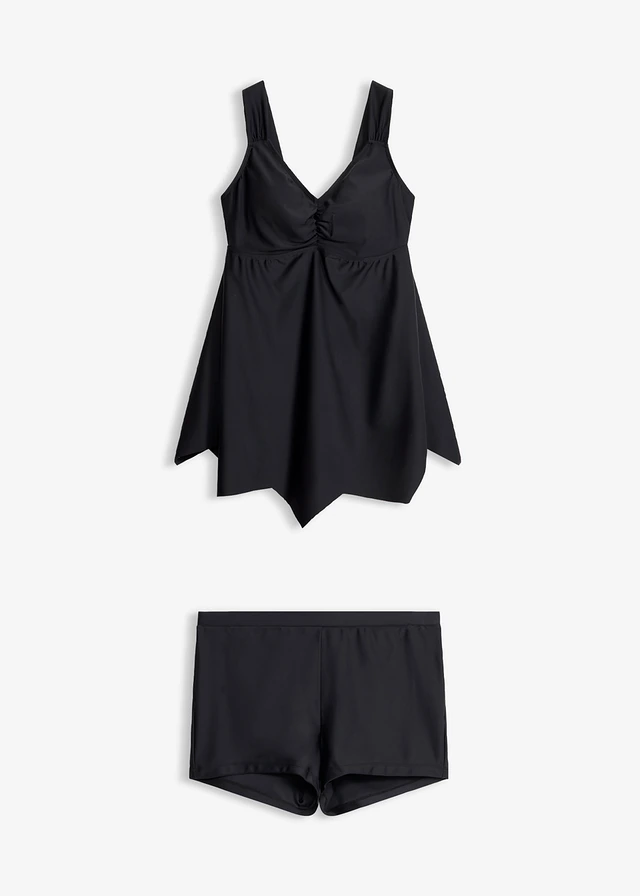 Lange tankini met zigzag-zoom (2-dlg. set) • zwart • bonprix online shop
