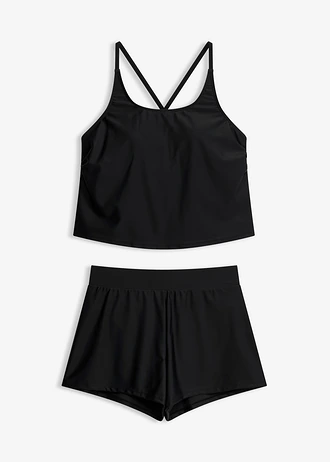 Tankini met zwemshort, sneldrogend (2-dlg. set), Kleur: zwart