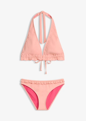 Nyakpántos bikini fodorral (2-részes szett) • rózsaszín • bonprix áruház