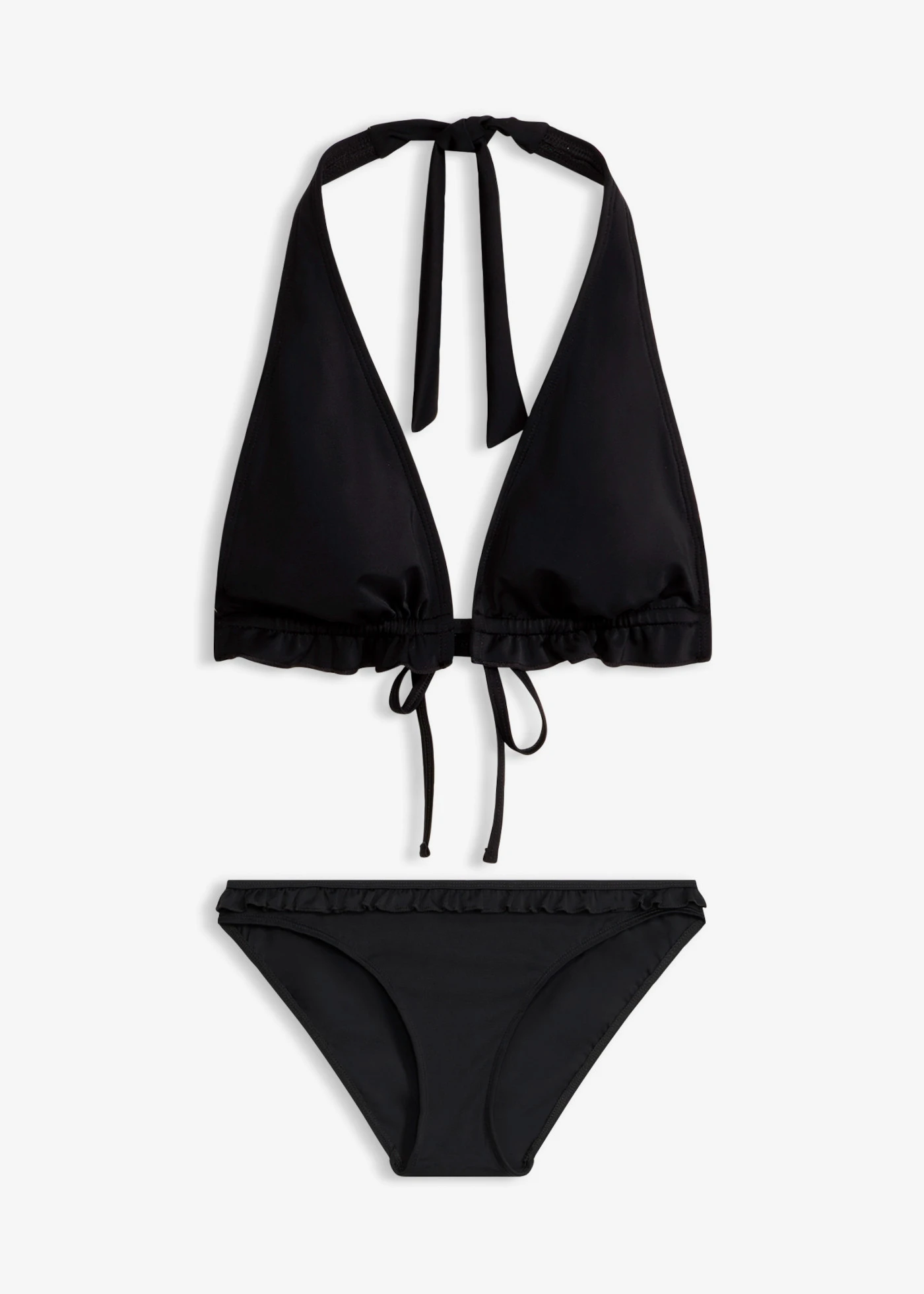 Bikini dos nu à ruchés (ens. 2 pces) • noir • Boutique bonprix