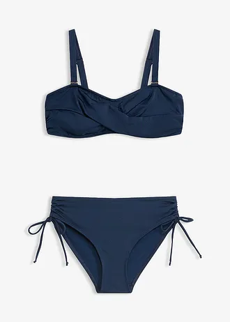 Bikini balkonetka (2 części) z połyskującego materiału • ciemnoniebieski • sklep bonprix
