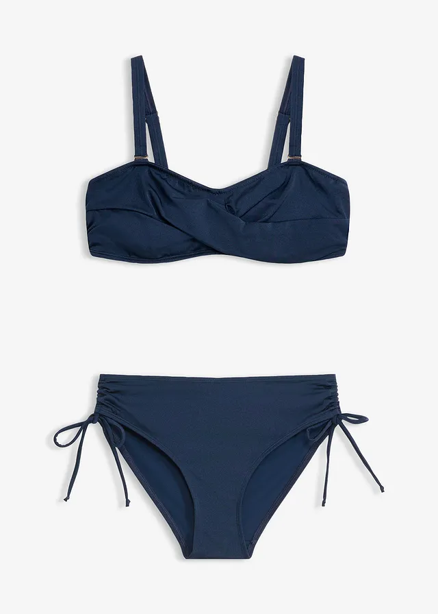 Balconette bikini (2-dlg. set) van glanzend materiaal, Kleur: donkerblauw