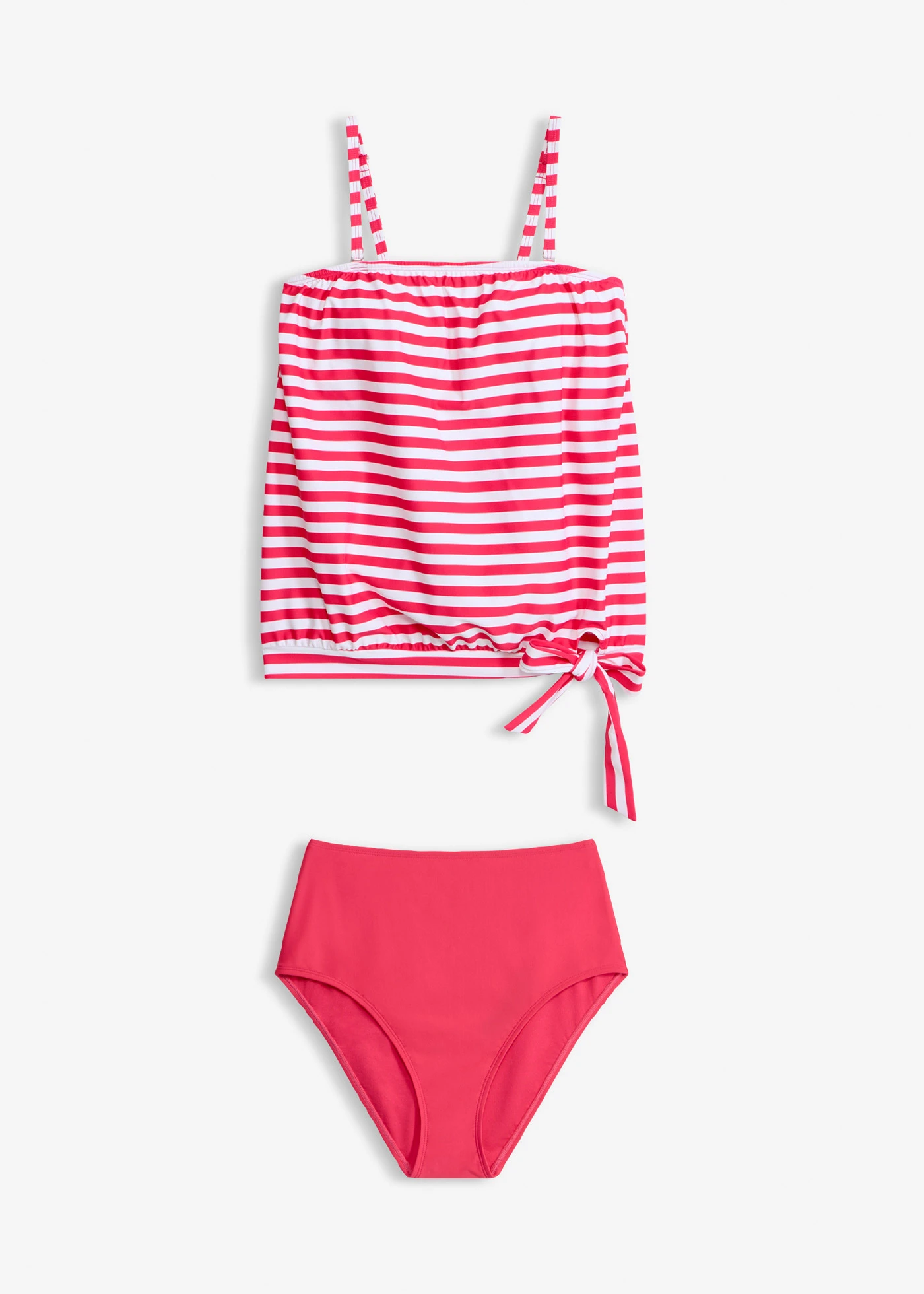 Costum de baie tankini oversize cu bretele detașabile (set/2 piese) • roz-zmeură/alb cu dungi • magazin bonprix