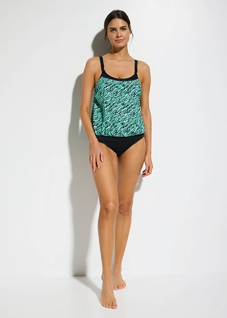 Tankini oversize z ozdobnym kółkiem (komplet 2-cz.) • czarny-niebieski mentolowy w paski zebry • sklep bonprix