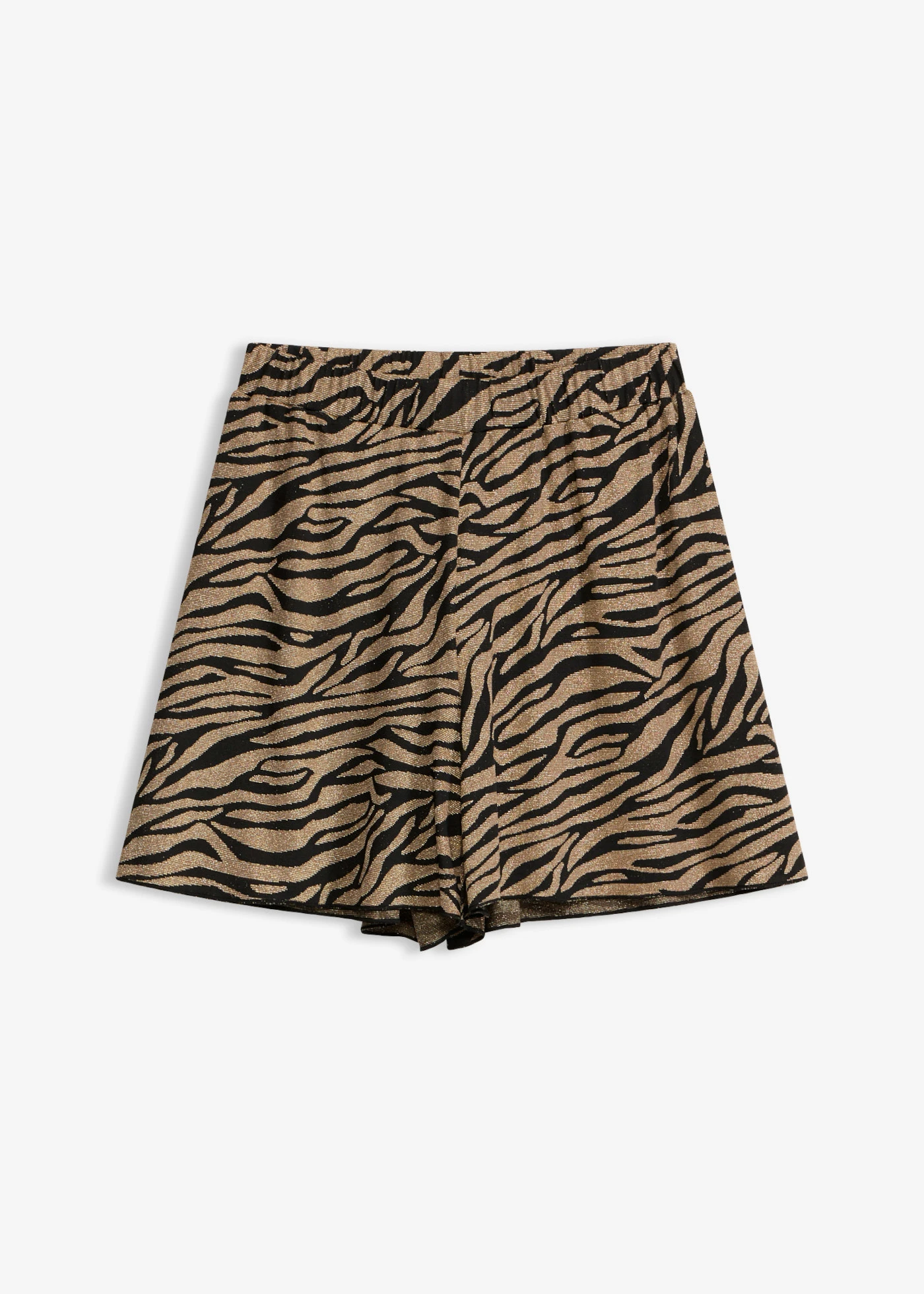 Strandshort van glanzende stof • zwart-goudkleurig zebraprint • bonprix online shop