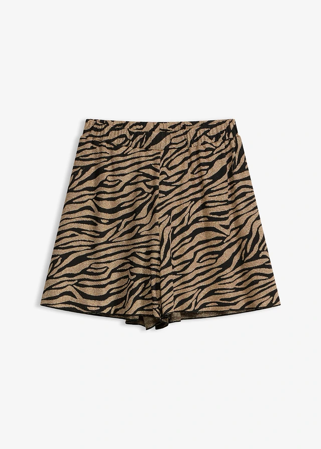 Strandshort van glanzende stof • zwart-goudkleurig zebraprint • bonprix online shop