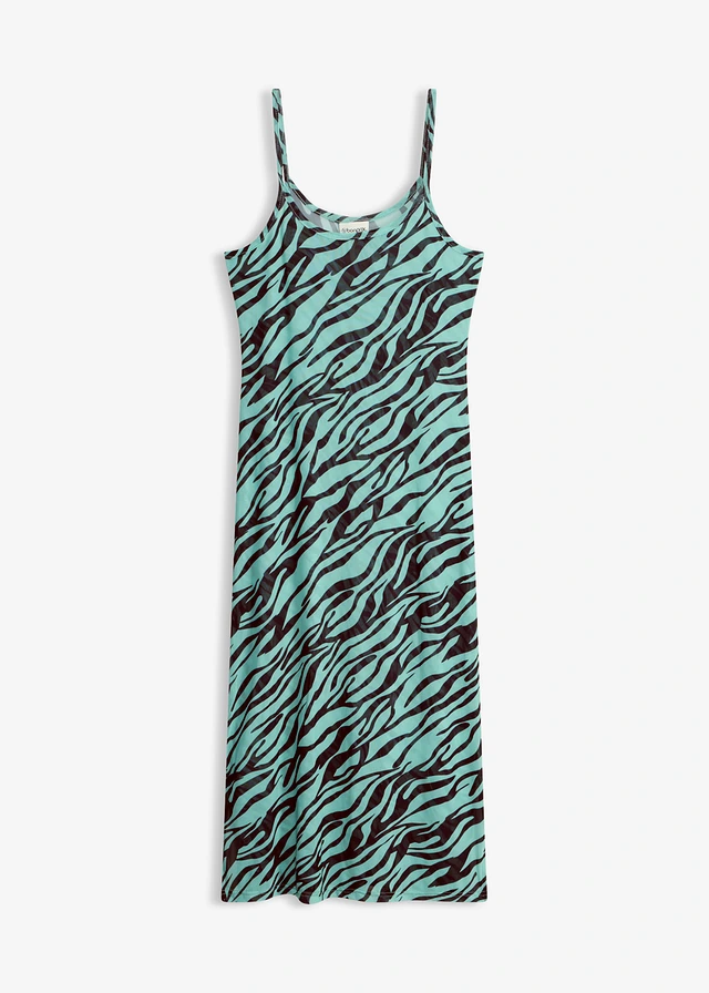 Transparante strandjurk • zwart-mentholgroen met zebraprint • bonprix online shop