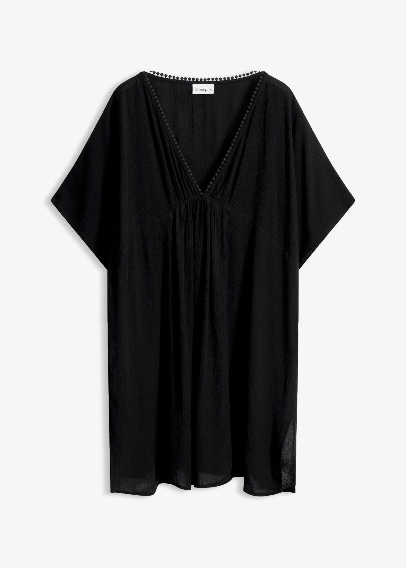 Strandtuniek van gestructureerde crinkle • zwart • bonprix online shop