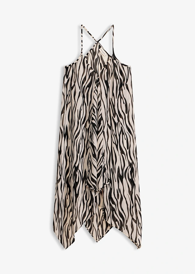 Transparante maxi strandjurk van lichte chiffon • zwart-beige zebraprint • bonprix online shop