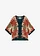 Blouse en soie mélangée, Couleur: vert profond/rouge désert imprimé