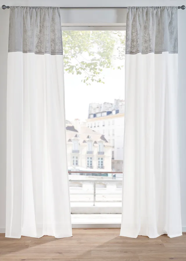 Rideau en coton avec broderie (1 pce)
