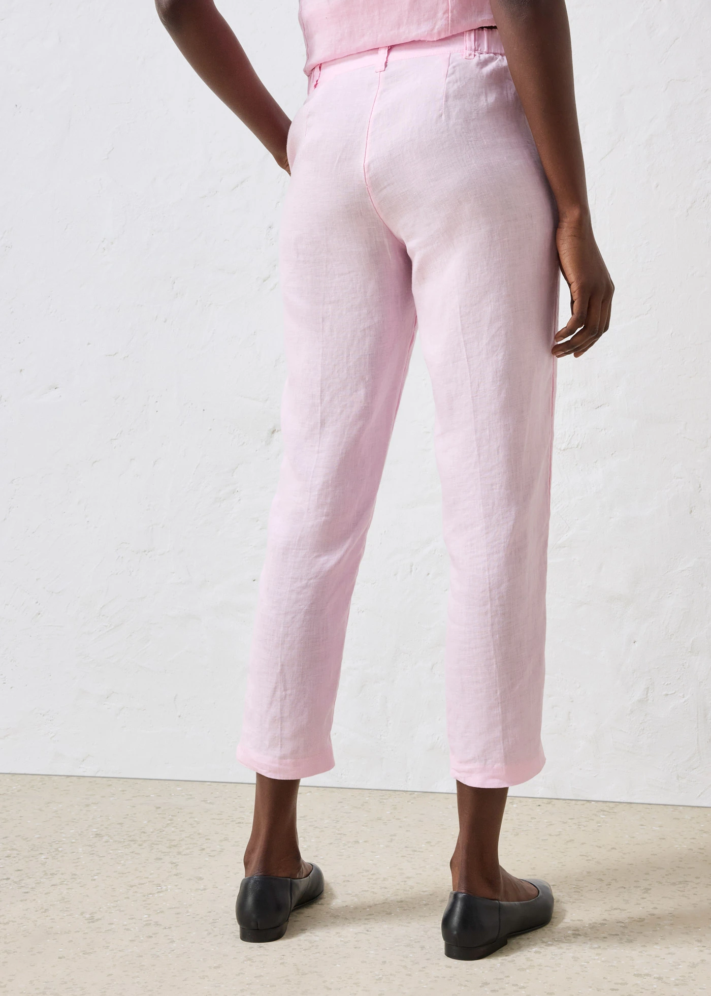 Pantaloni ceva mai scurți din in 100% • roz cristal • magazin bonprix