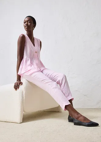 Pantalon raccourci, 100% lin • rose cristal • Boutique bonprix