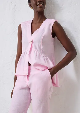 Pantalon raccourci, 100% lin • rose cristal • Boutique bonprix