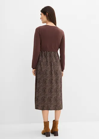 3-in-1 set met een pullover en zwangerschapsjurk met voedingsfunctie (2-dlg. set), Kleur: leembruin-zwart luipaardprint