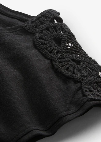 Bluză tricot cu inserții croșetate • negru • magazin bonprix