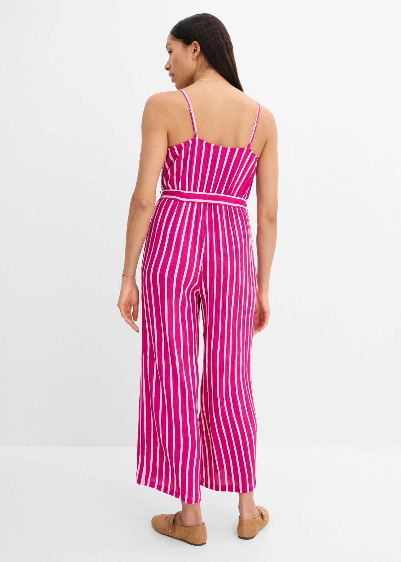 Salopetă din viscoză texturată • pink-fucsia-roz cu dungi • magazin bonprix
