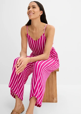 Combinaison en viscose texturée • rose fuchsia-rose rayé • Boutique bonprix