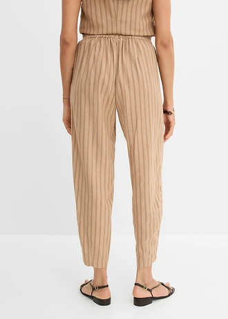 Pantalon taille extensible et rafraichissant • camel mat-marron rayé • Boutique bonprix
