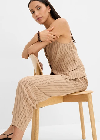 Pantalon taille extensible et rafraichissant • camel mat-marron rayé • Boutique bonprix